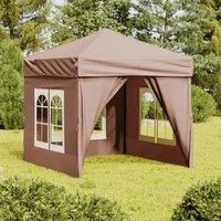 vidaXL Folding Party Tent with Sidewalls Taupe 2x2 m, Brown