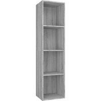 vidaXL Book Cabinet/TV Cabinet - Grey Sonoma - Durable Engineered Wood - Ample Storage with 4 Compartments - Versatile and Easy-to-Clean - For Living Room, Bedroom, Office