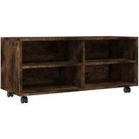 vidaXL Tv Cabinet With Castors Smoked Oak 90x35x35 cm Engineered Wood, Brown
