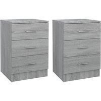 vidaXL Bedside Cabinets in Grey Sonoma - Stylish Bedroom and Living Room Furniture with Efficient Storage and Easy Maintenance, Set of 2