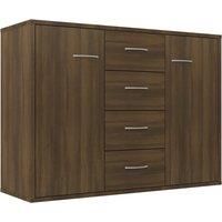 vidaXL Engineered Wood Brown Oak Sideboard, Modern Style, Ample Storage Room with 4 Drawers and 2 Doors, Ideal Space Saver for Living Room, Bedroom, Office