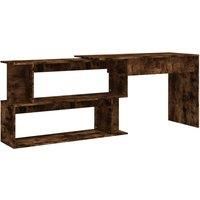 vidaXL Corner Desk, Smoked Oak - 200cmx50cmx76cm - Durable Engineered Wood - Modern, Rotatable Design with Open Compartment Storage - Perfect for Tight or Corner Spaces