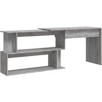 vidaXL Modern Corner Desk - Grey Sonoma - 200x50x76 cm - Engineered Wood - Rotatable Design - Wide Application - Assembly Manual Included