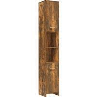 vidaXL Smoked Oak Bathroom Cabinet - Durable Engineered Wood, Spacious 6 Compartments, 2 Doors - Versatile Storage, Contemporary Design 30x30x183.5 cm