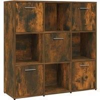 vidaXL Book Cabinet Smoked Oak 90x30x90 cm Engineered Wood