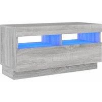 vidaXL TV Cabinet - Grey Sonoma Colored TV Unit with RGB LED Lights and Storage Space, Constructed from Engineered Wood, Suitable for Living Room, Bedroom