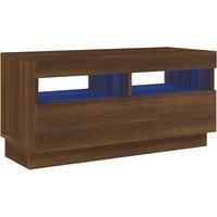 vidaXL TV Cabinet with LED Lights Brown Oak 80x35x40 cm