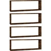 vidaXL Wall Cube Shelves 4 pcs Smoked Oak 80x15x26.5 cm Engineered Wood