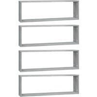 vidaXL Wall Cube Shelves, Engineered Wood Book Display Units, Grey Sonoma Floating Wall Mounted Shelves for Home Interior Decor, Set of 4