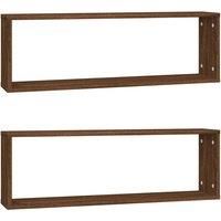 vidaXL Wall Cube Shelves 2 pcs Brown Oak 80x15x26.5 cm Engineered Wood