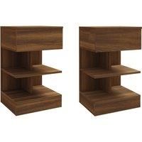 vidaXL 2x Bedside Cabinets Brown Oak Engineered Wood Nightstand Side Table