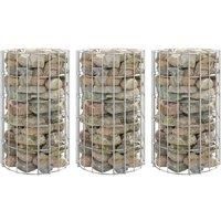 vidaXL Circular Gabion Raised Beds, Galvanised Steel Garden Planters, Rustproof & Weather-Resistant, Stable Construction with Mesh Size 10x5cm, Set of 3