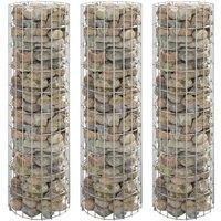 vidaXL 3 Pcs Round Gabion Raised Beds - Galvanised Steel Garden Planters - Durable & Rustproof - Decorative Outdoor Silver Planter Set - Easy Assembly and Stable Construction