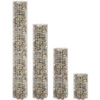 vidaXL Set of 4 Circular Gabion Raised Beds - Galvanised Steel Planters - Durable Weather-Resistant Garden Features - Stable Structure for Garden and Patio