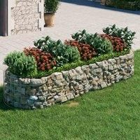 vidaXL Gabion Raised Bed - Galvanised Iron - Versatile Garden Planter - Rustproof and Weather-Resistant Outdoor Accessory - Durable Construction - Silver