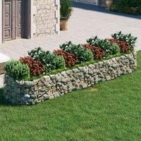 vidaXL Gabion Raised Bed - Silver Galvanised Iron Garden Flower Border - Durable & Weather-Resistant - Do-it-yourself - 400x100x50 cm