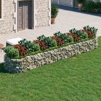 vidaXL Galvanised Iron Gabion Raised Bed – Durable and Rustproof Border for Flowers, Patio and Garden Planter, Simple Assembly Required, Dimensions 500x100x50 cm, Silver