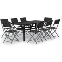 Garden Dining Set Grey and Black 140 cm/180 cm Table Length 5/7/9 Piece vidaXL