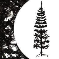 /'VidaXL Half Artificial Christmas Tree with Stand - Slim Design for Tight Spaces, Black PVC Material, Reusable Decoration for Home/Office – 120cm Tall