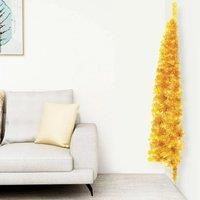 Vidaxl Slim Artificial Half Christmas Tree With Stand Gold 120 Cm