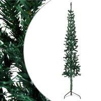 /'vidaXL Slim Artificial Half Christmas Tree for Small Spaces - Compact Green PVC Tree with Steel Stand - Economical Reusable Festive Indoor Decoration - 120 cm Height