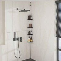 vidaXL 4-Tier Telescopic Shower Corner Shelf - Adjustable Aluminium Bathroom Rack 235-280cm - Silver/Grey