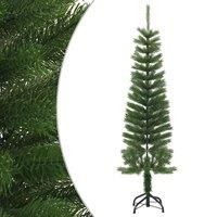 vidaXL 150 cm Artificial Slim Christmas Tree - PE Material, Steel Stand - Durable & Reusable Festive Decoration - Easy Assembly - Green