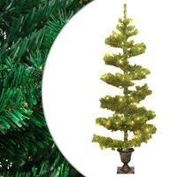 vidaXL Swirl Pre-lit Christmas Tree with Pot Green 120 cm PVC