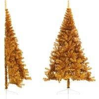 Vidaxl Artificial Half Christmas Tree With Stand Gold 240 Cm Pvc