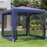 vidaXL Party Tent with Mesh Sidewalls 2.5x2.5 m HDPE Pavilion Marquee - Blue, Water-Resistant Canopy for Outdoor Events