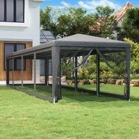 vidaXL Party Tent with 10 Mesh Sidewalls - 3x12 m Anthracite HDPE Canopy Shelter - UV and Water Resistant Gazebo for Outdoor Events