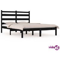 3103632 vidaXL Bed Frame without Mattress Black Solid Wood 140x190 cm (810001+818424)