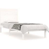 vidaXL Bed Frame in White Solid Pinewood, 75x190 cm Small Single Size, Modern Design with Sturdy Headboard, Bedroom Furniture