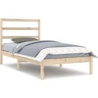 vidaXL Solid Wood Pine Bed Frame Bedroom Furniture Mattress Foundation Wooden Platform Bed Base Bedstead with Headboard 90x200 cm Single