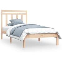 vidaXL Bed Frame Base - Single Size - Solid Pine Wood Construction - Plywood Slats - Comfortable Headboard - Substantial 90x190 cm Mattress Compatibility - Natural Finish