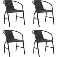 4x Garden Chairs Plastic Rattan and Steel 110 kg Outdoor Patio Armchair vidaXL