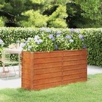 vidaXL Garden Raised Bed in Rusty Colour- Durable Corten Steel Construction- Weathering and Robust Design, Perfect for Patio, Balcony, and Garden - 160x40x77 cm