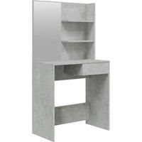 vidaXL Modern Dressing Table with Mirror, Ample Storage, Smooth Surface, Quality Engineered Wood, Concrete Grey - 74.5x40x141 cm