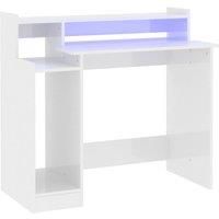 Desk with LED Lights Computer Table Study Writing Desk Engineered Wood vidaXL