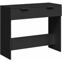 vidaXL Engineered Wood Console Table, Modern Black Side Table with 2 Drawers and Spacious Top Surface for Living Room or Hallway