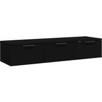 vidaXL Trendy Wall Cabinet in Black, Made with Moisture Resistant Engineered Wood – Versatile Design for TV Stand or Workspace Storage, with Ample Drawers and Wide Space
