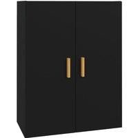 vidaXL Black Hanging Wall Cabinet, Scandinavian Style, Three Compartments, Resistant Engineered Wood Material, Easy Assembly, for Living Room or Bedroom.