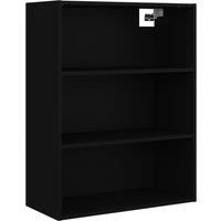 vidaXL Hanging Wall Cabinet with 3 Compartments | Spacious and Organised Storage Solution | Black | Engineered Wood