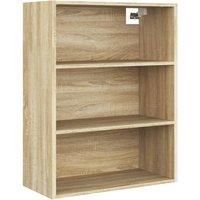 vidaXL Hanging Wall Cabinet – Engineered Wood Storage Unit with 3 Compartments, Sturdy Top Display – Sonoma Oak Finish – Suitable for Living Room and Bedroom