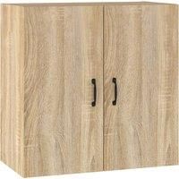 vidaXL Floating Wall Cabinet 2-Door Storage Unit, Sonoma Oak, 60x31x60 cm, Engineered Wood, Brown Wall-Mounted Design, Ideal for Living Room and Bedroom