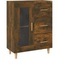 vidaXL Smoked Oak Sideboard - Engineered wood, 69.5x34x90cm, with Glass door and 3 drawers for Living room and Bedroom storage