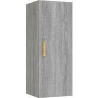 vidaXL Wall Cabinet Grey Sonoma- Engineered Wood, Spacious, Versatile Use, Stylish Design, Living Room/Bedroom Decor, Easy Assembly, 34.5x34x90 cm