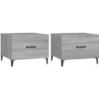 vidaXL Coffee Tables with Metal Legs, Grey Sonoma Industrial Design, Engineered Wood Top, Living Room Furniture with Ample Storage Drawer, Set of 2