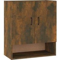 vidaXL Wall-Mounted Engineered Wood Cabinet - Smoked Oak Finish - Spacious Floating Wall Storage Unit - 60x31x70 cm