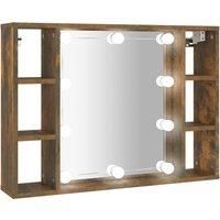Vidaxl Mirror Cabinet With Led Smoked Oak 76X15X55 Cm